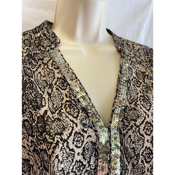 Snakeprint and Gold Sequin style! Thin and cool tunic,  Jaclyn Smith, Medium - Picture 4 of 4